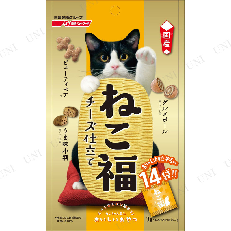 【取寄品】 [5点セット] 日清ペットフード ねこ福 チーズ仕立て 42g 【 ペット用品 キャットフード 猫用品 猫の餌 おやつ ネコ ペットグ