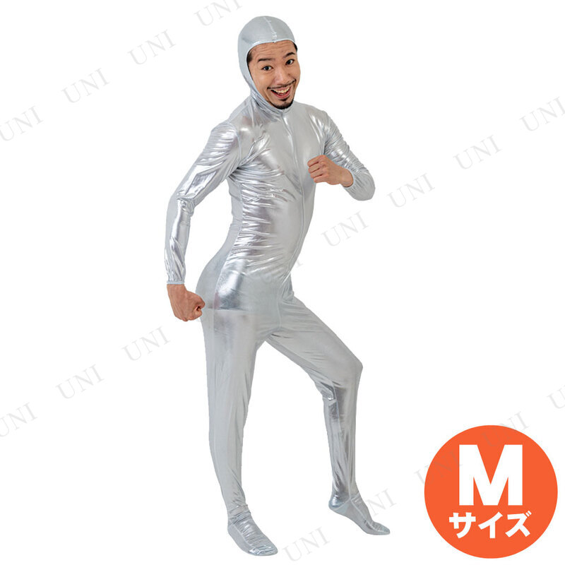 コスプレ 仮装 全身タイツ シルバー M