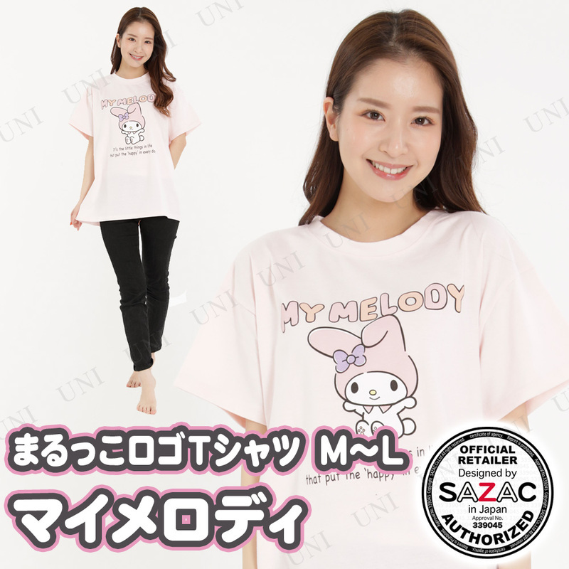 【取寄品】 SAZAC(サザック) まるっこロゴマイメロTシャツ ピンク レディスM〜L
