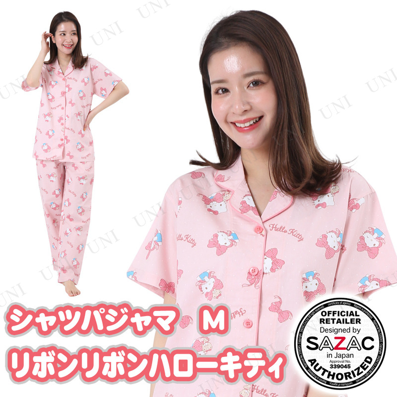 【取寄品】 SAZAC(サザック) リボンリボンハローキティシャツパジャマ レッド レディスM