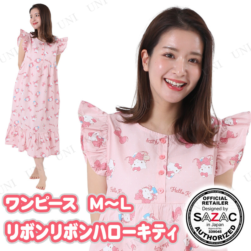 【取寄品】 SAZAC(サザック) リボンリボンハローキティワンピース レッド レディスM～L
