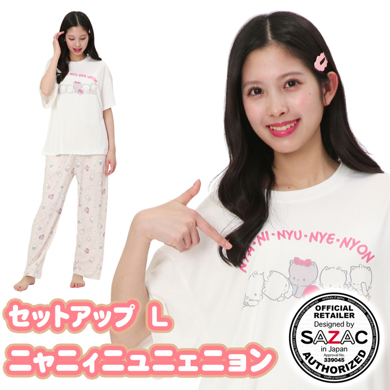 �ڼ���ʡ� SAZAC(�����å�) �˥�˥��˥�˥��˥�󥻥åȥ��å� �ۥ磻�ȡߥ��꡼�� ��ǥ���L