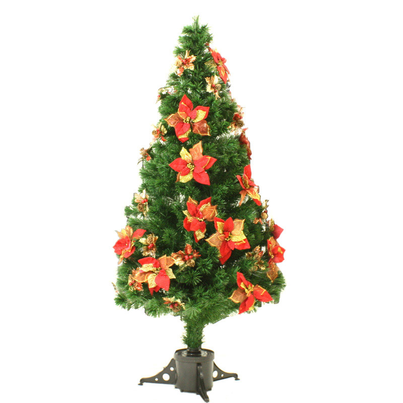クリスマスツリー 150cm光ファイバーツリー(金色装飾/金色葉