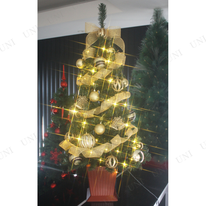 [残り1本] クリスマスツリー セットツリー マドンナ 四角ポット付 120cm LEDライト付き