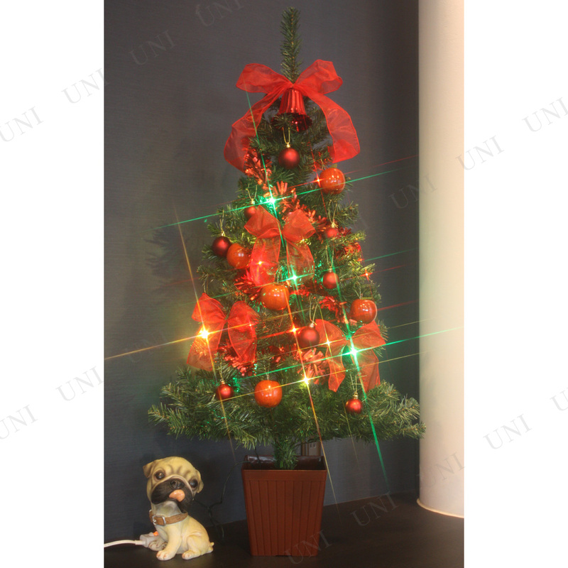 [残り1本] クリスマスツリー セットツリー ビッグアップル 四角ポット付 135cm LEDライト付き