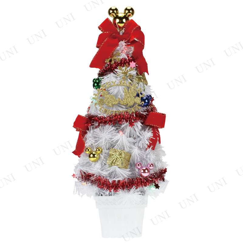 本店 パーティワールド クリスマスツリー Ledデコレーションツリー シルエットミッキー ミニー ホワイト 45cm 装飾 飾り ミニツリー 卓上 ツリー 小型 小さい ディズニー公式ライセンス セットツリー グッズ